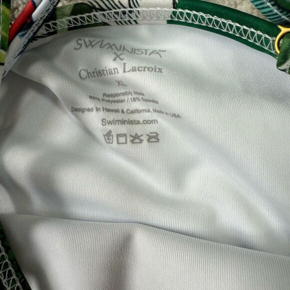 Swiminista X Christian Lacroix girls tropical print fringe swimsuit XL New - Picture 4 of 4